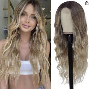 HMHIFI Long Ombre Blonde Wigs for Women 26 inch Long Wavy Middle Part Wig Ombre